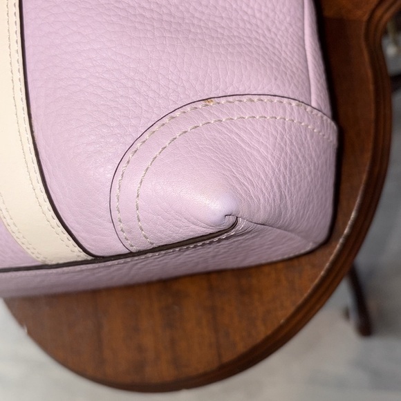 Coach Hampton tote bag F10692 shoulder bag pebbled leather Violet/white VEUC - Picture 11 of 16